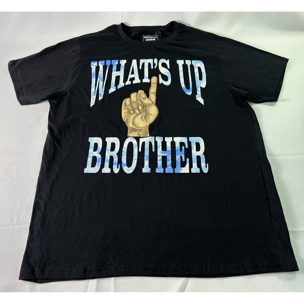 Sketch Super‎ Massive Graphic Tee What's Up Brother Crew Neck Short Sleeve XL